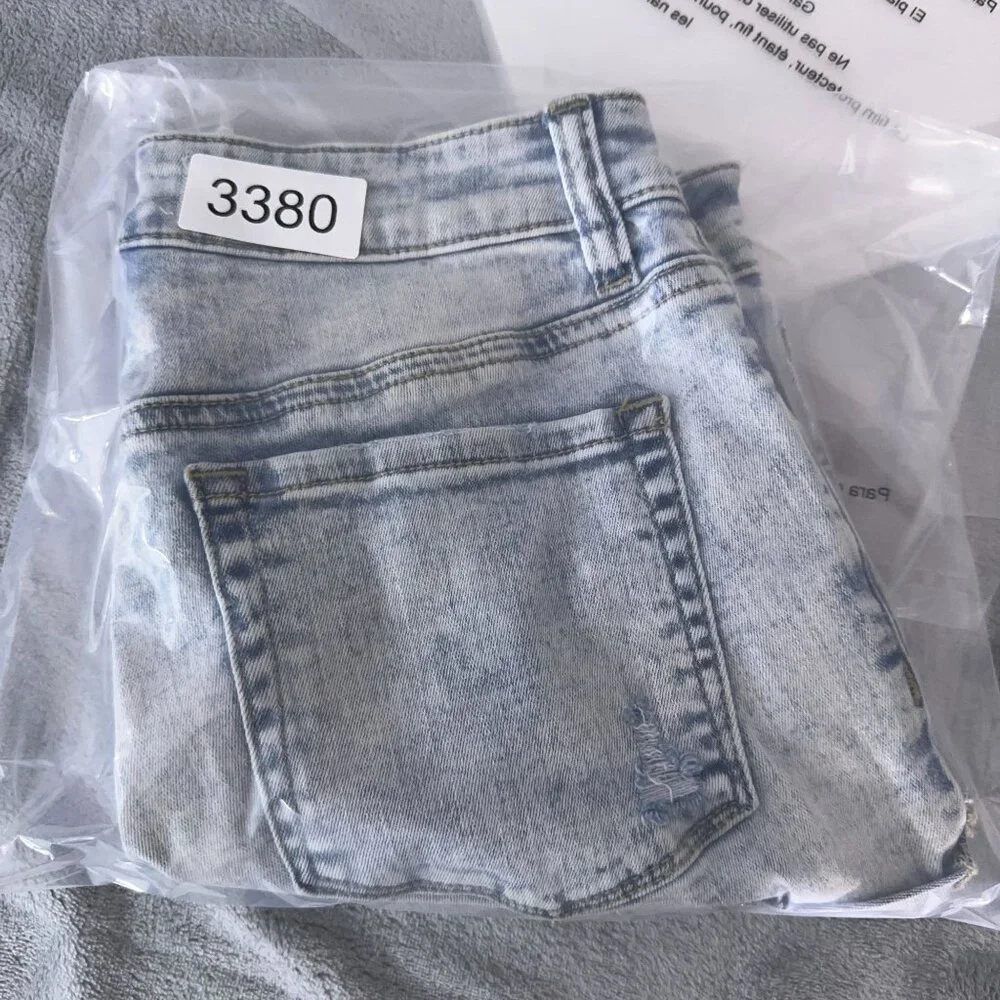 Pacsun Shortie Shorts Womens Size 26 Super Stretch Distressed Mid Rise Blue - Picture 10 of 10